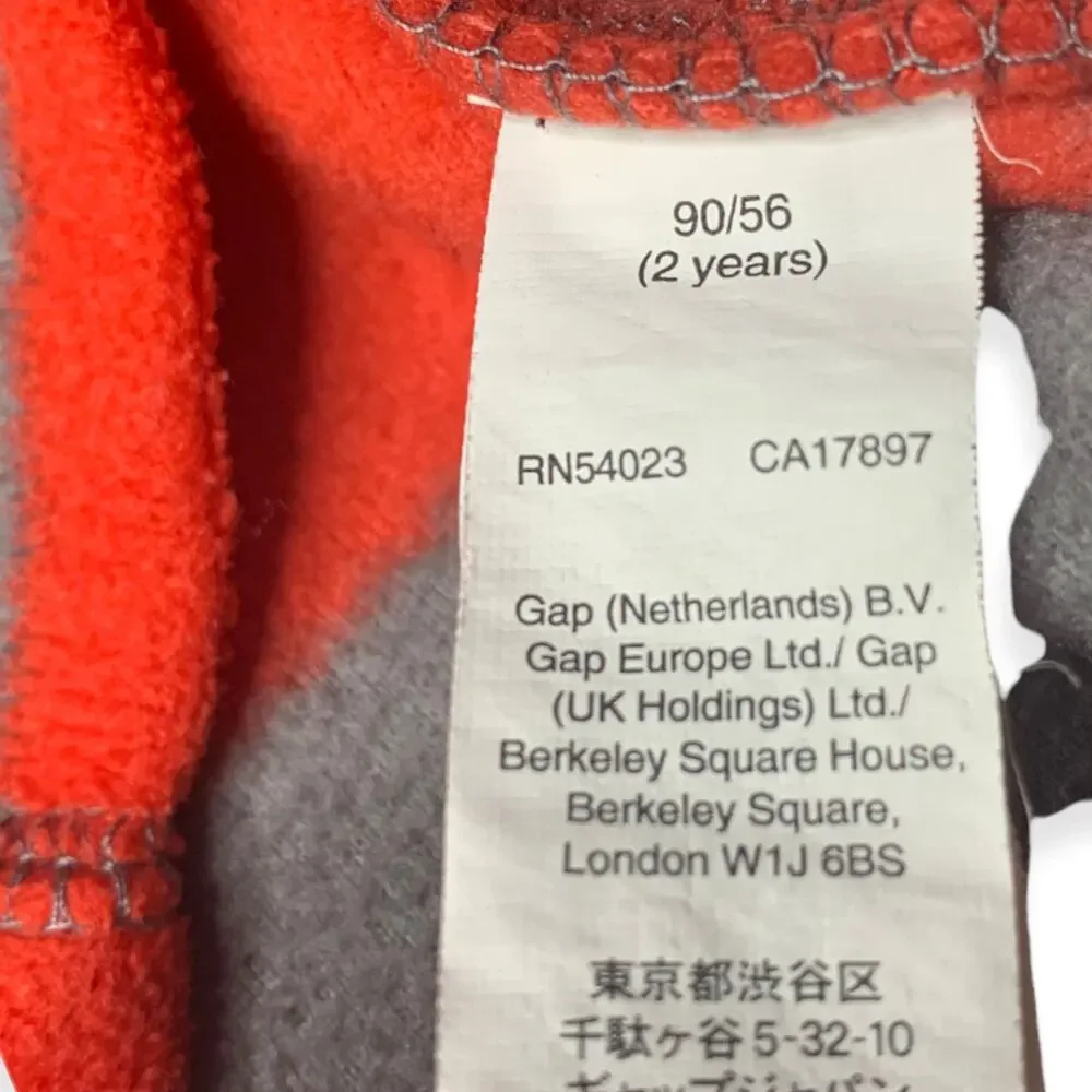 Baby Gap half zip sweater gray red stripes faux fleece 2t